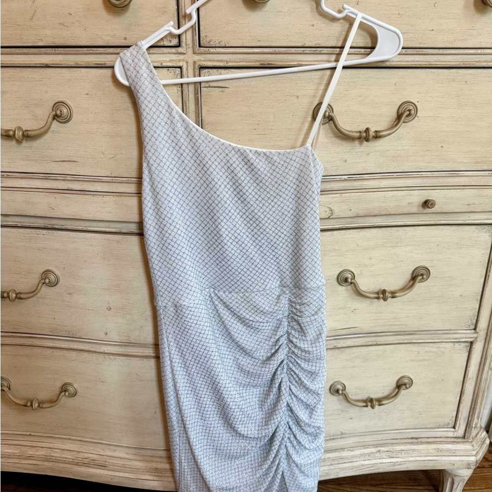 B Darlin Textured One-Shoulder Dress in White